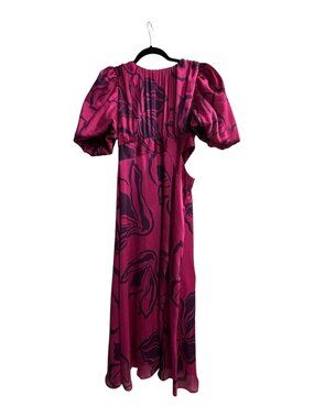 LADY PIPA PINK & PURPLE FLORAL PUFF SLEEVE DRESS MEDIUM EUC